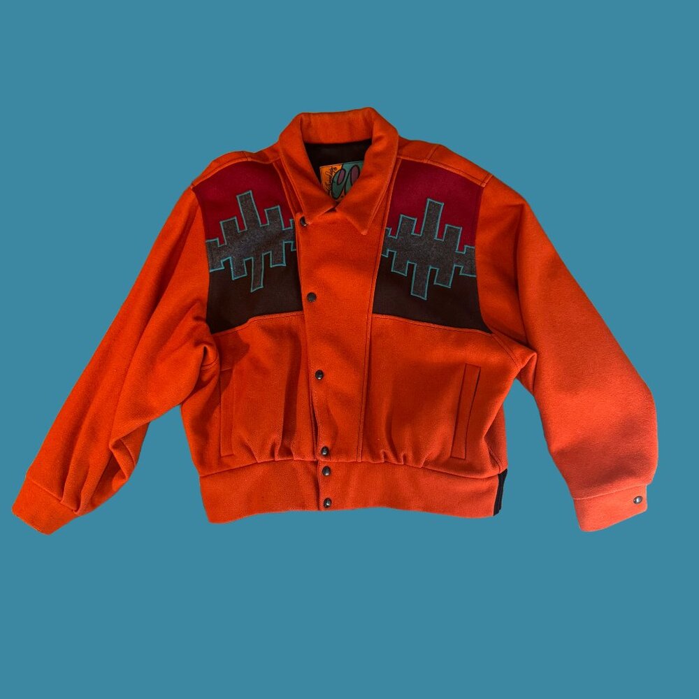 RARE VTG Cynthia Owings Wool Bomber Jacket / C.O.D. Navajo Design Coat